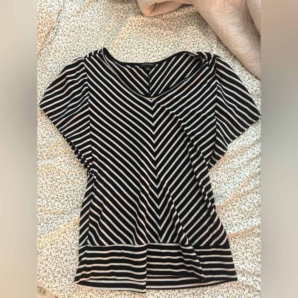 Y2K Black and White Striped Top